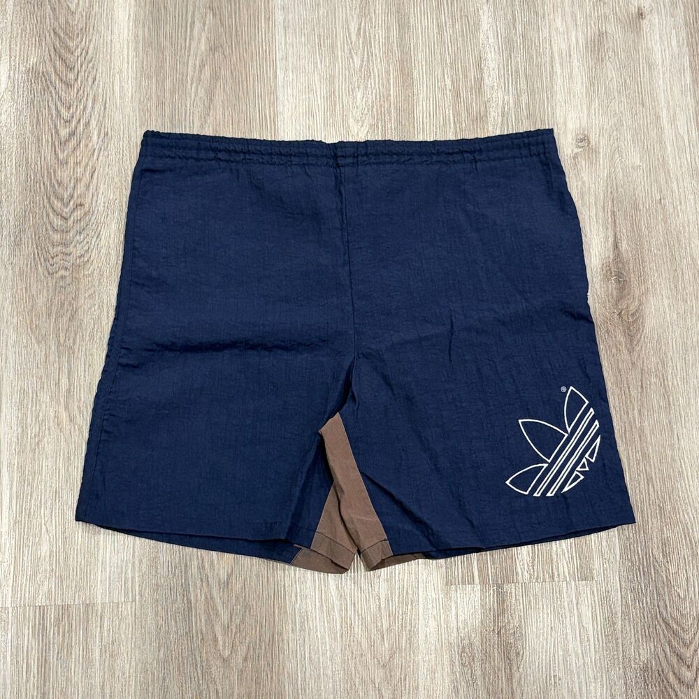 Vintage 80s ADIDAS Shorts Brown Navy Blue Trefoil West Germany Men's Size Large